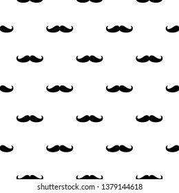 Seamless vector pattern, background or texture with black curly vintage retro gentleman mustaches on white background.