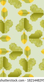 Seamless Vector Pattern. Background Texture with Yellow Floral and Green Herb Elements. Floral Background Concept.