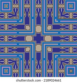 Seamless vector pattern. Background texture in geometric ornamental style.Repeat background.Color mandala.