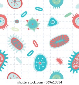 Seamless vector pattern with bacterias 