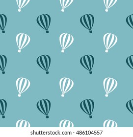 Seamless vector pattern with  balloons on blue background. Childish background for postcards, wallpaper, papers, textiles.