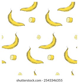 seamless vector pattern with bananas and slices in graphic for banners, cards, flyers, social media wallpapers, etc.
