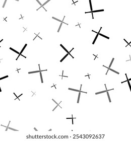 Seamless vector pattern with baseball bats symbols, creating a creative monochrome background with rotated elements. Vector illustration on white background