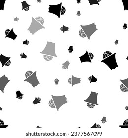 Seamless vector pattern with basketball symbols, creating a creative monochrome background with rotated elements. Vector illustration on white background