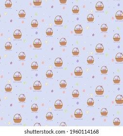 Seamless vector pattern with baskets with eggs. Perfect for textile, wallpaper, decorative paper, packaging or print design.