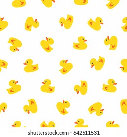 Seamless vector pattern - bath ducks on white background