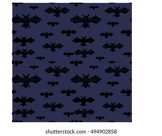 Seamless vector pattern with bats on dark background. Hand drawn illustration. Halloween holiday.