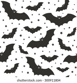 seamless vector pattern with bats and stars