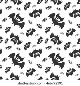 Seamless vector pattern with bats and sweats. Halloween repeating bats background for textile print, wrapping paper or scrapbooking.