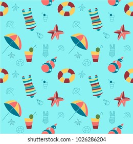 seamless vector pattern beach item summer fun sea ocean