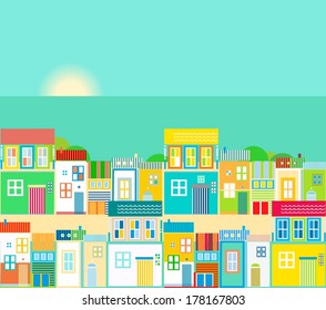 Seamless Vector Pattern With Beach Town View