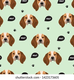 Seamless vector pattern with beagle dog.
