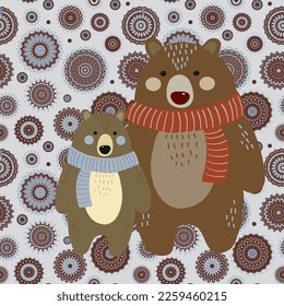 Seamless vector pattern with bears. Vector file for designs.