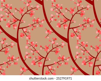 Seamless vector pattern with beautiful branches