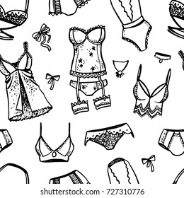 Seamless vector pattern with beautiful and sexy lingerie.