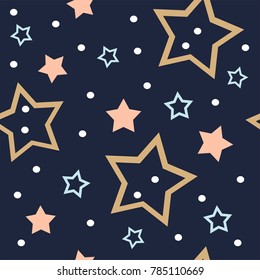 Seamless vector pattern with beautiful stars.