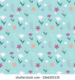 Seamless vector pattern with beautiful summer flowers and leaves, perfect for invitations, banners, fabrics, etc.