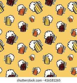 A seamless vector pattern with beer.