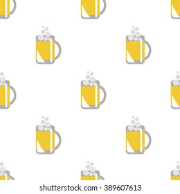 Seamless vector pattern with beer glasses on the white background. Series of Food and Drink Seamless Patterns.