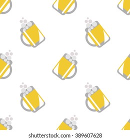 Seamless vector pattern with beer glasses on the white background. Series of Food and Drink Seamless Patterns.