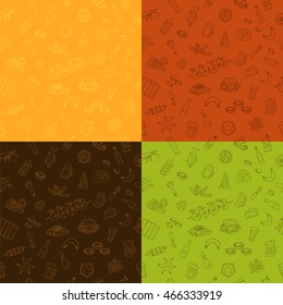 Seamless vector pattern of beer icons. Oktoberfest Celebration. Wrapping paper.