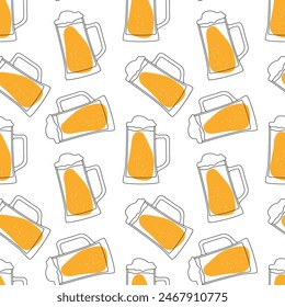 Seamless vector pattern with beer mug for your design