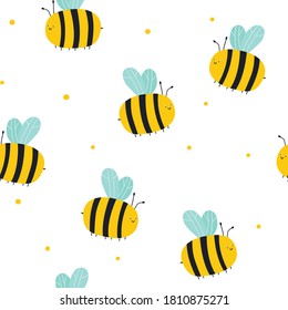 Seamless vector pattern with  bees. Summer pattern. For wallpaper, textiles, fabric, paper.