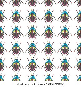 Seamless vector pattern with beetles