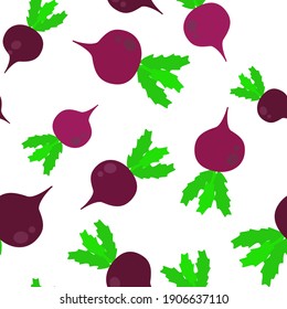 Seamless vector pattern with beets. Beetroot repeating pattern.