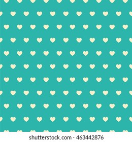 Seamless vector pattern with beige hearts on blue background