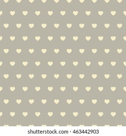 Seamless vector pattern with beige hearts on gray background