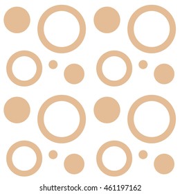 Seamless vector pattern. Beige polka dots on white background.