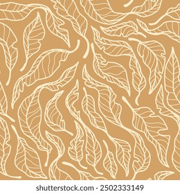 
Seamless vector pattern in beige tones with a linear pattern of fallen leaves.