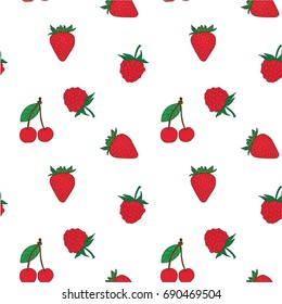 Seamless vector pattern with berries. Red, fresh