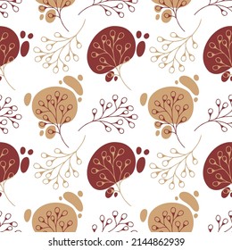 patrón vectorial transparente con ramas de berry y manchas de color