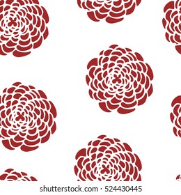 Seamless vector pattern with big red flower for ceramics, wrapping, kraft, textile, cards, fabric