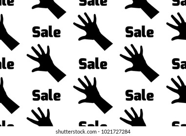 Seamless vector pattern big sale. Seamless background. hand, grasp, greed, palm