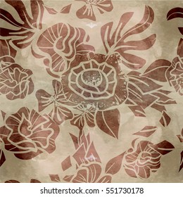 seamless vector pattern with big simple flowers, the 60-th style, pastel flowers perfect for fabric