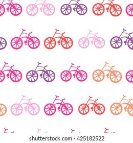 Seamless Vector Pattern of Bikes, Pink Colors