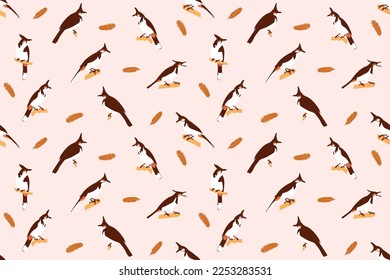 Seamless vector pattern of birds. Background with birds and feathers Beautiful soft modern background