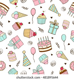 Seamless vector pattern for birthdays, anniversaries, invitations and textiles.