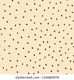 Seamless Vector Pattern With Black Apple Seed On Cream Background