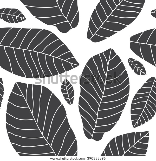 Seamless Vector Pattern Black Banana Leaf Stock Vector (Royalty Free