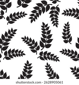 Seamless vector pattern with black cardamom flowers on the transparent background