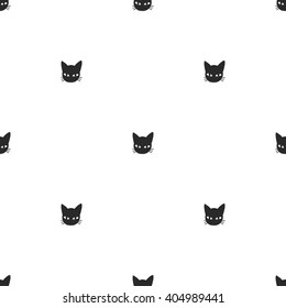Seamless vector pattern with black cat head