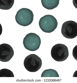 Seamless Vector pattern with black and green polka dots. Elements are not cropped. Pattern under the mask. Perfect design for textile, box, posters, cards, web etc.