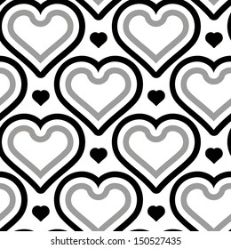 Seamless vector pattern with black hearts