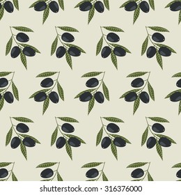 seamless vector pattern with black olives