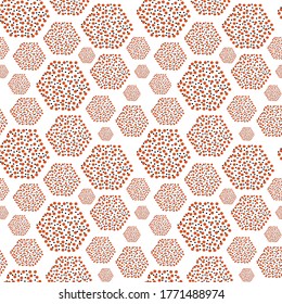 Seamless vector pattern. Black and red dots. Hexagon pattern. Elegant and interesting composition. Bright and positive pattern.