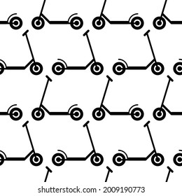 Seamless vector pattern of black scooter on white background